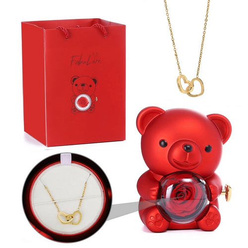 Eternal Rose Teddy Bear with Necklace