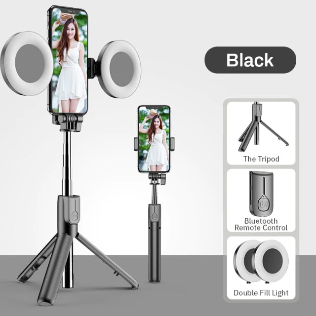 Portable Tripod Selfie Stick With Light