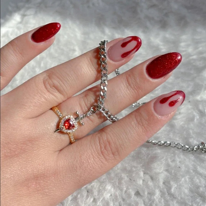 Heart Ring & Sword Bracelet Set